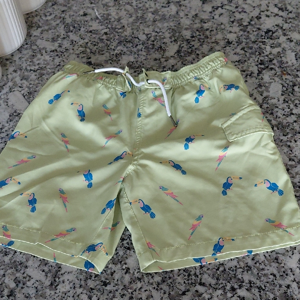 First Wave Men's Light Green Toucan Print Athletic Shorts